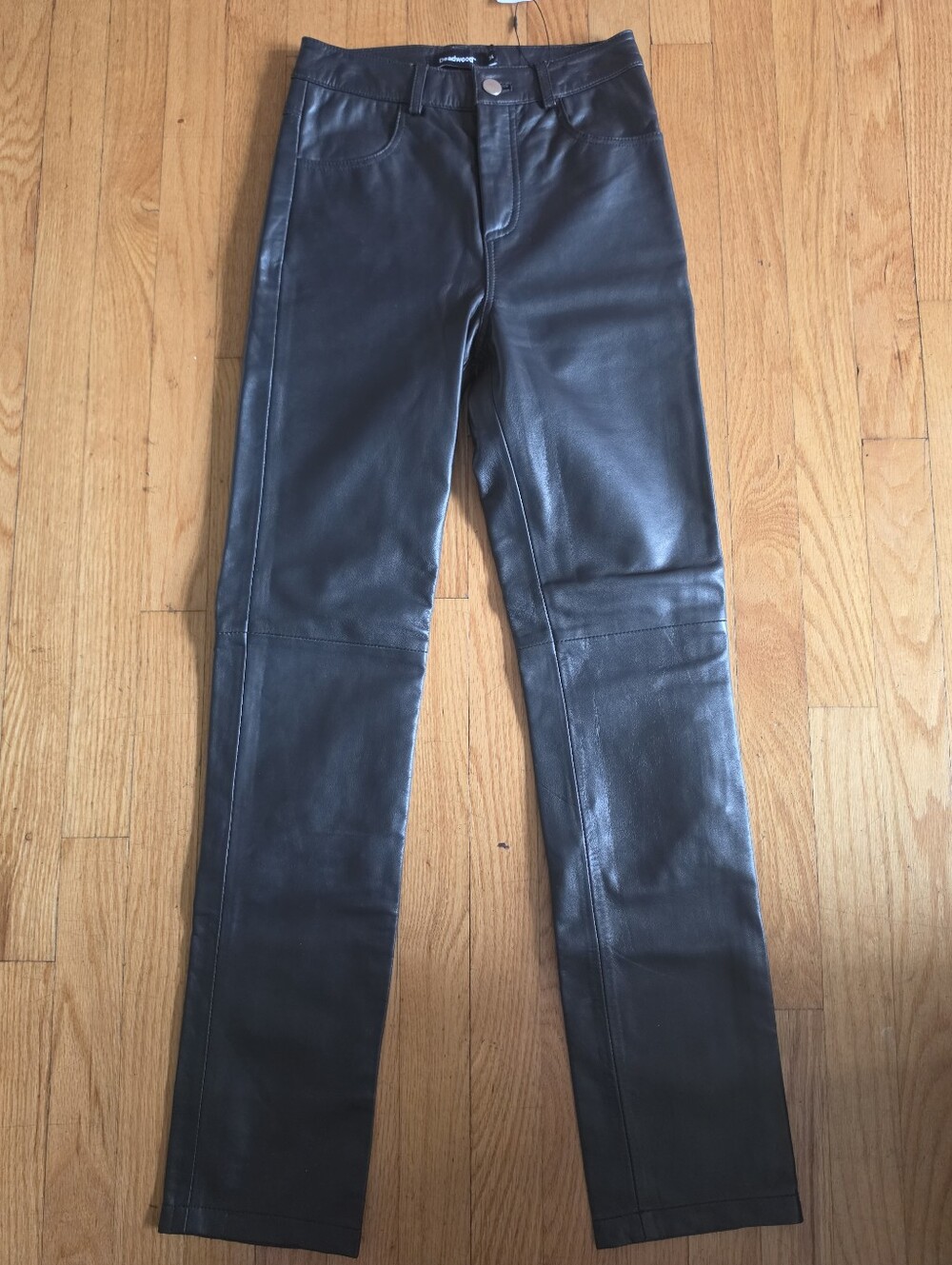 Deadwood Leather Trouser Pants Black Sz 34 NWT